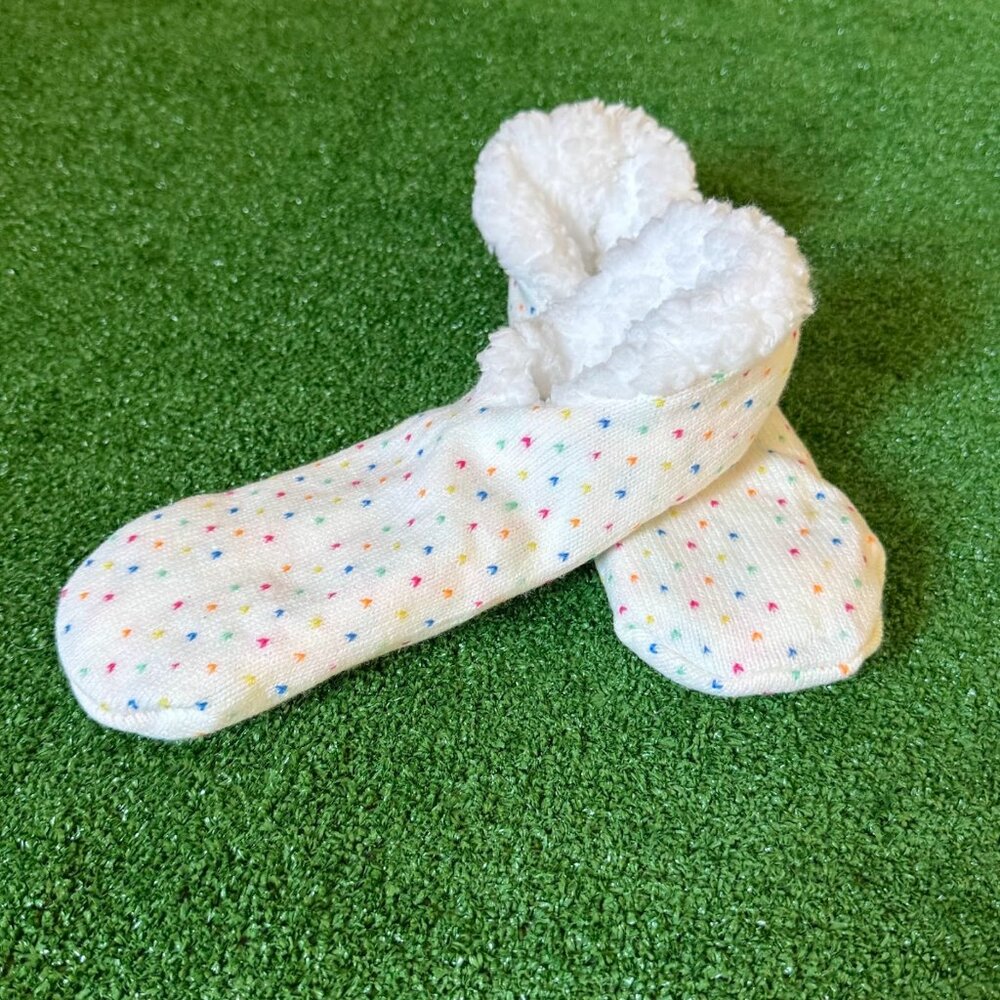 Be Happy Knitted Loungewear Warmer Cozy Sherpa Lining Slippers Socks Size 6-6.5
